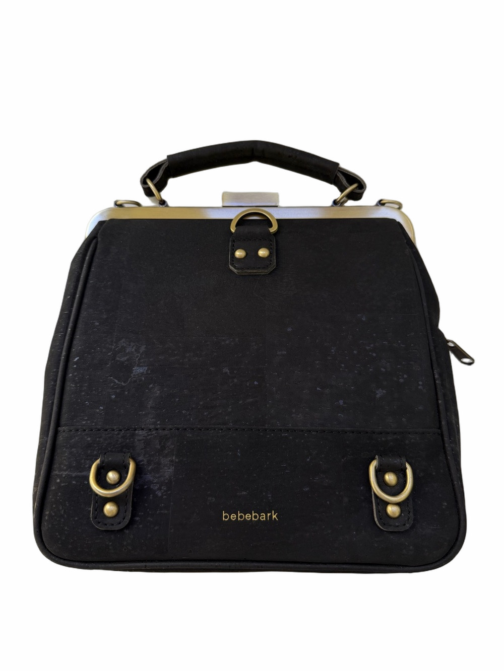 Laflore Paris Bebebark Convertible Purse Bag Backpack Black Cork EUC - Picture 5 of 16
